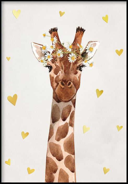 Poster giraffa in vero oro